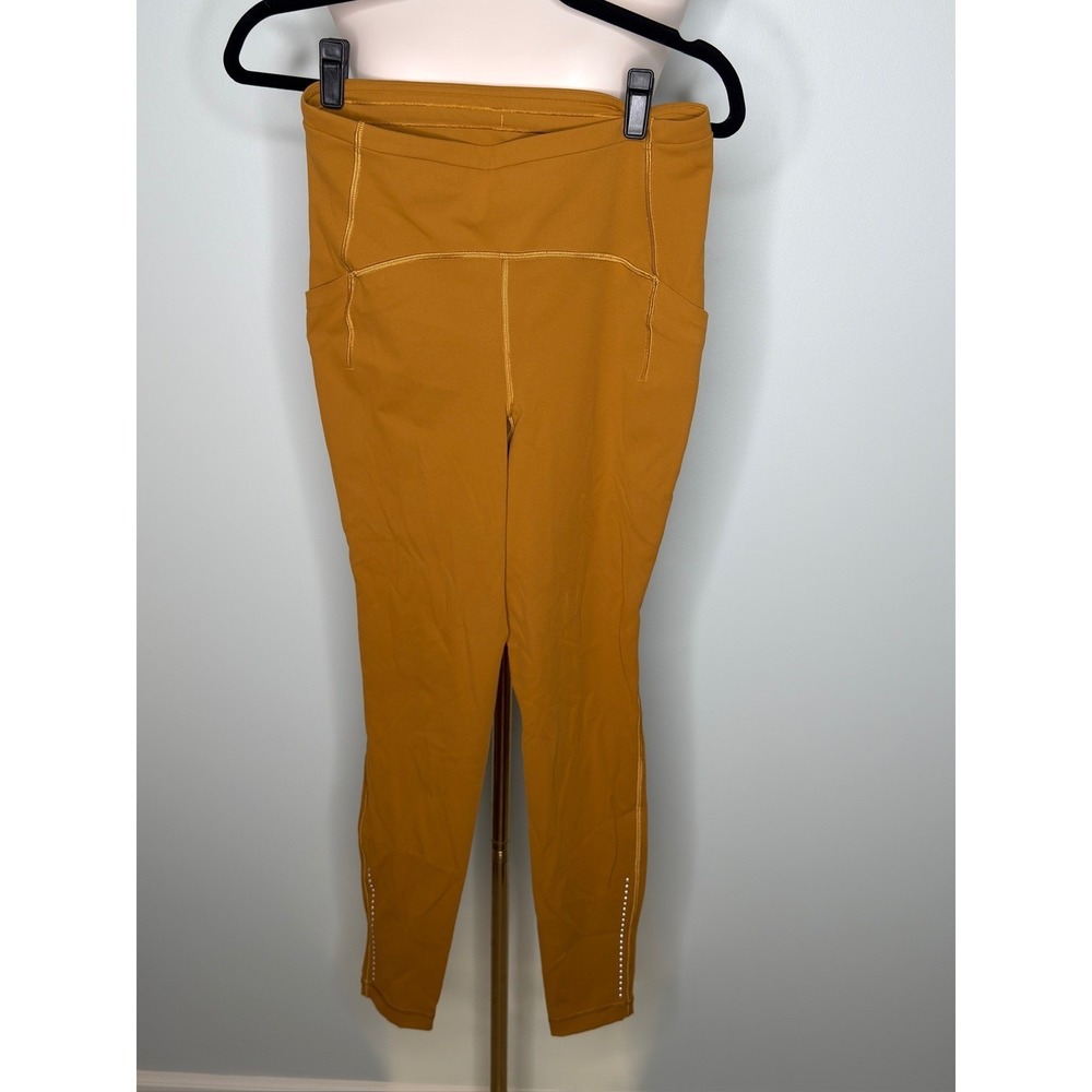 Lululemon Fast and Free High-Rise Tight 25" Mustard Gold Running Leggings Sz 8